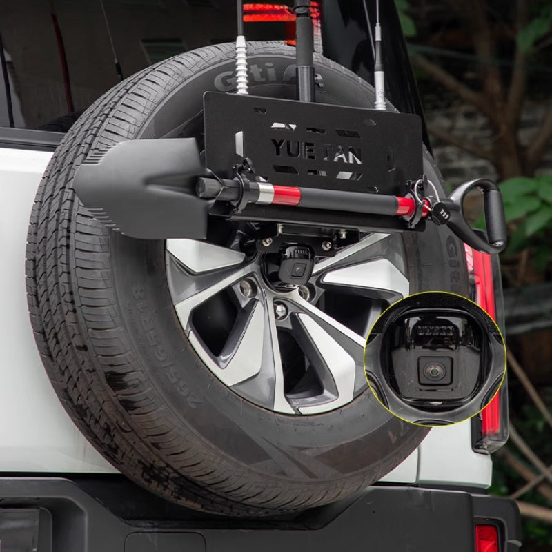 BAIC BJ40E Spare Tire License Plate Bracket – Flag & Antenna Mount