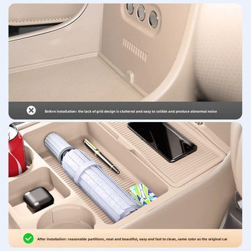 LUXEED R7 Center Console Organizer with Silicone Divider Mat - EVVYO