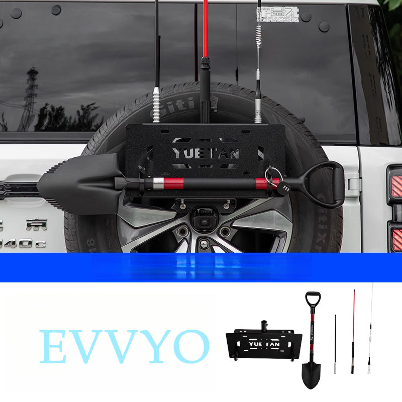 BAIC BJ40E Spare Tire License Plate Bracket – Flag & Antenna Mount